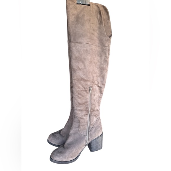 BAMBOO Tan Over the Knee Boots with Suede Finish - Picture 1 of 4